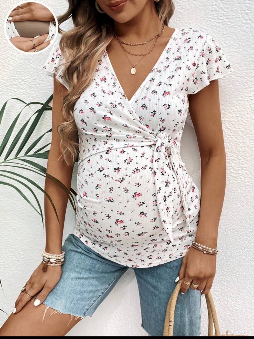 SHEIN Floral Wrap Maternity Top -